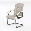 Modern White Leather Metal Frame Office Armchair 3D Model Left 45 Degree View
