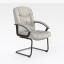 Modern White Leather Metal Frame Office Armchair 3D Model Right 45 Degree View