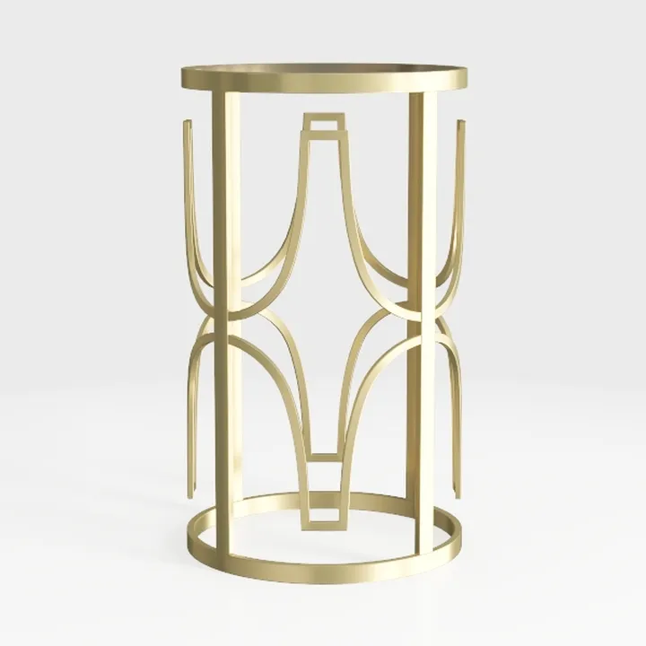Modern Art Deco Gold Metal Round Side Table 3D Model