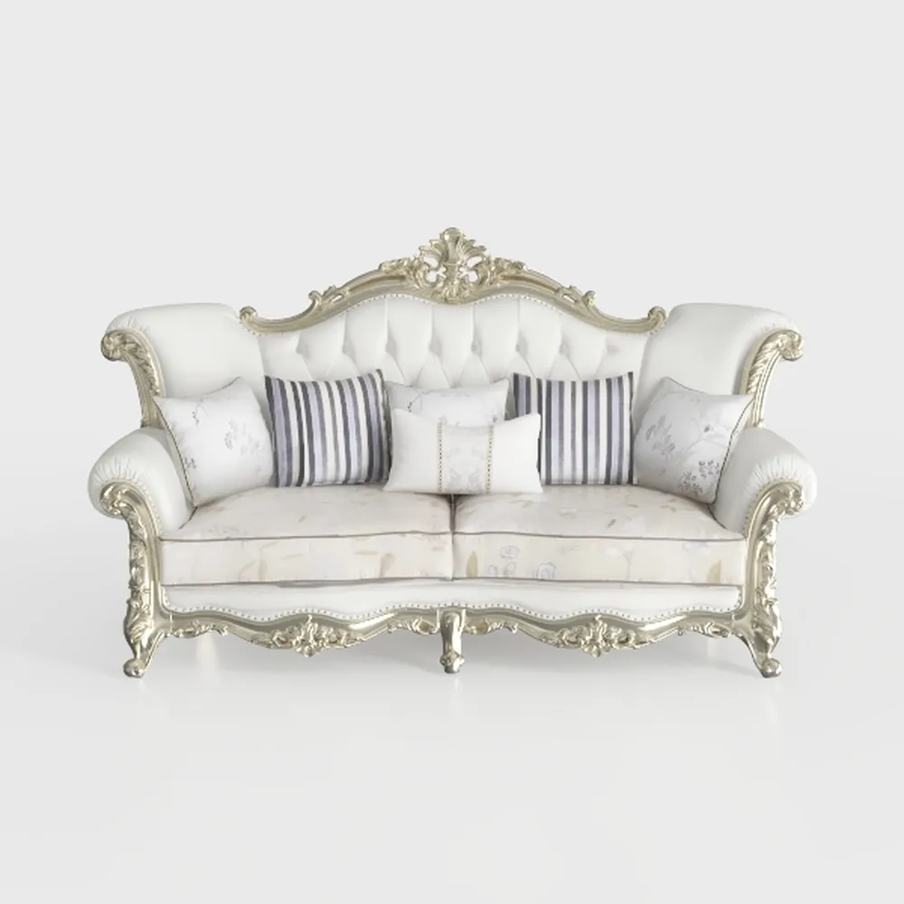 Acme Dresden II Sofa with 7 Pillows in Bone PU