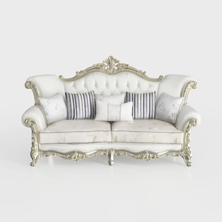 Acme Dresden II Sofa with 7 Pillows in Bone PU