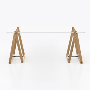 FRITHJILL Modern Desk with Tempered Glass Legs, Fa