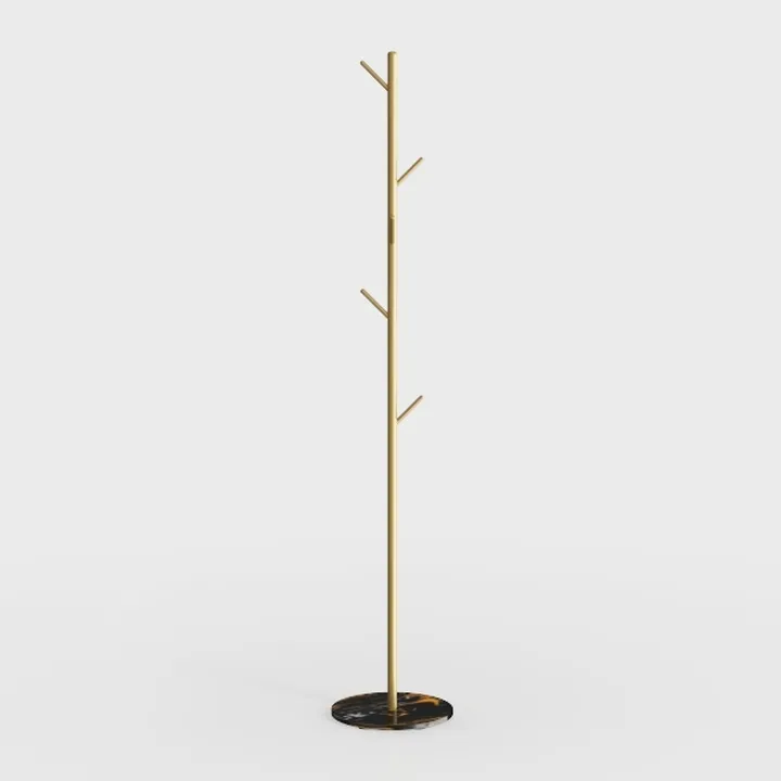 Jolitac Metal Coat Rack Stand Golden Satin Steel