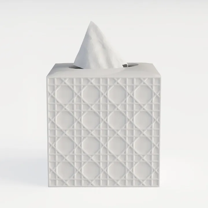 Minimalist White Ceramic Tissue Box Cover 3D Model