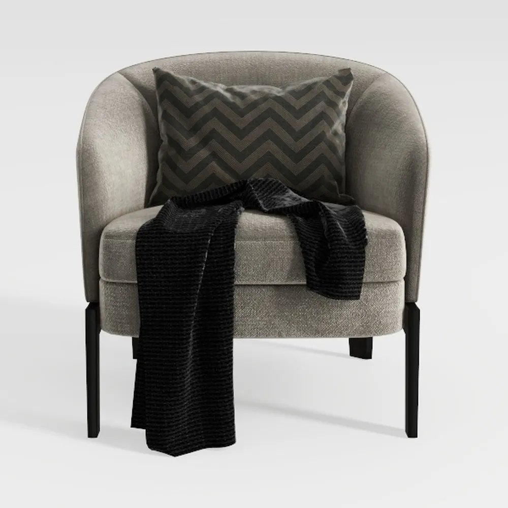 LINSY Accent Chair and Ottoman Set: Chenille Barre