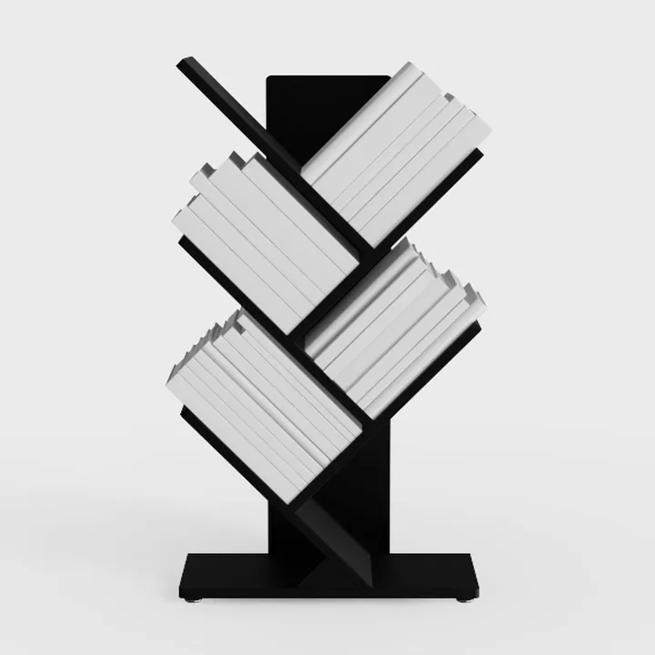 Minimalist Black Metal Modern Bookshelf 3D Model