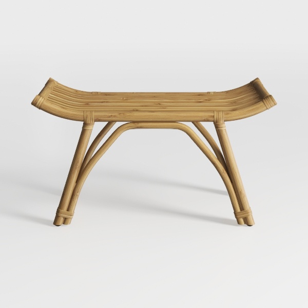 Bohemian bamboo ottoman