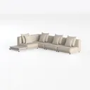 Modular Sectional Sofa with Movable Ottoman, 3 Left 45 Degree View