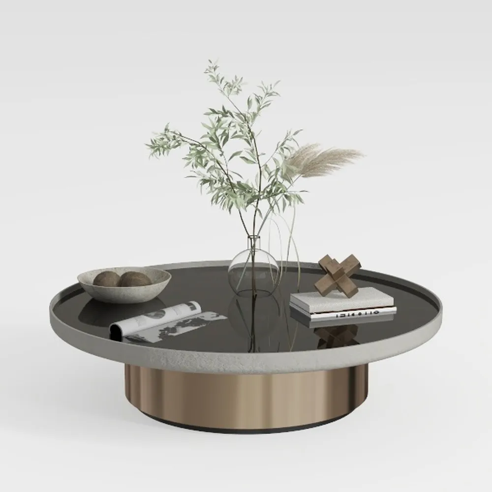 Round Wood Coffee Table for Living Room Modern Cir