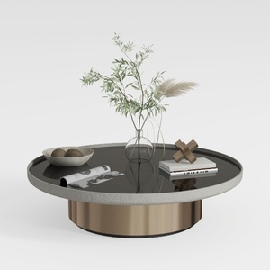 Round Wood Coffee Table for Living Room Modern Cir