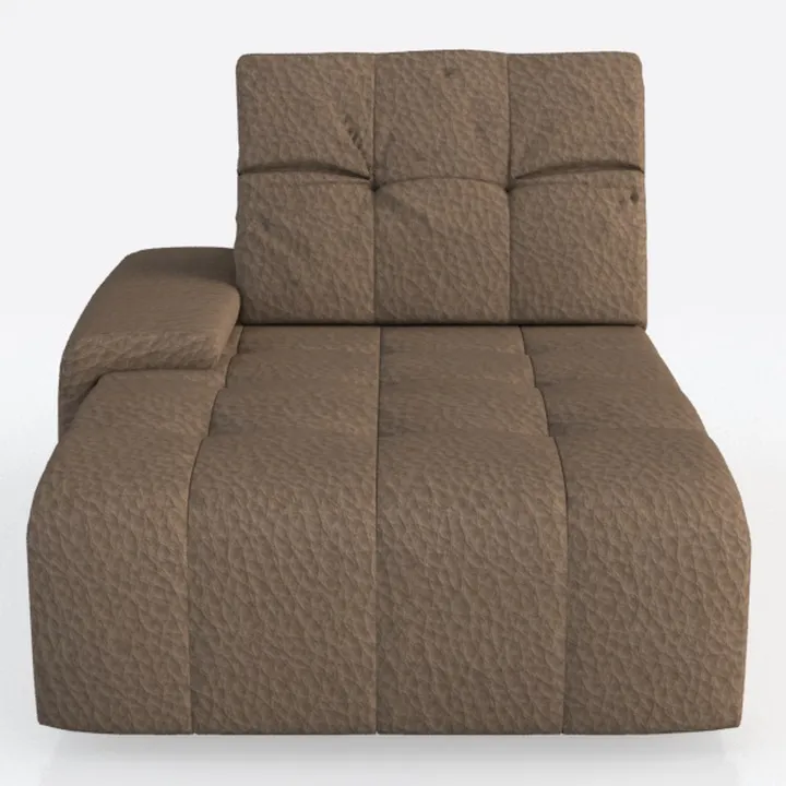 Minimalist Brown Leather Chaise Lounge 3D Model