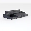 Modern Dark Gray Fabric Tufted L Shaped Sectional Sofa 3D Model Right 45 Degree View
