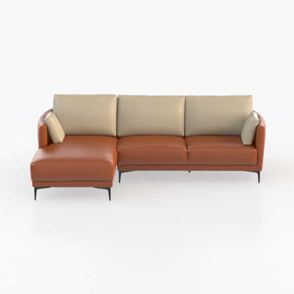 94'' Modern Genuine Leather Upholstered L-Shaped S