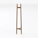 Minimalist Mid-Century Solid Wood Coat Rack Free Standing 3D Model Left 45 Degree View