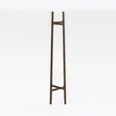 Minimalist Mid-Century Solid Wood Coat Rack Free Standing 3D Model Right 45 Degree View