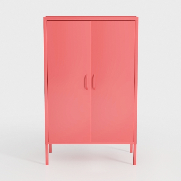 2 Mesh Door Metal Storage Cabinet for Bed Room