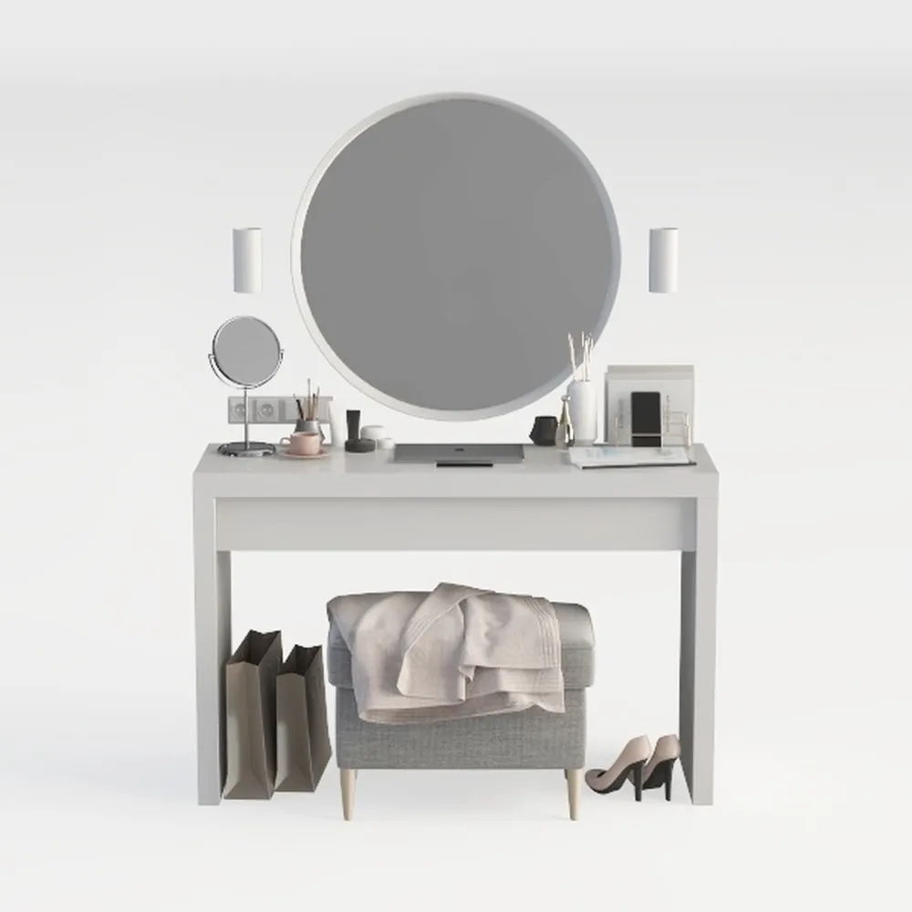 FUNKOCO White Small Desk with Drawers - 40 Inch Wh