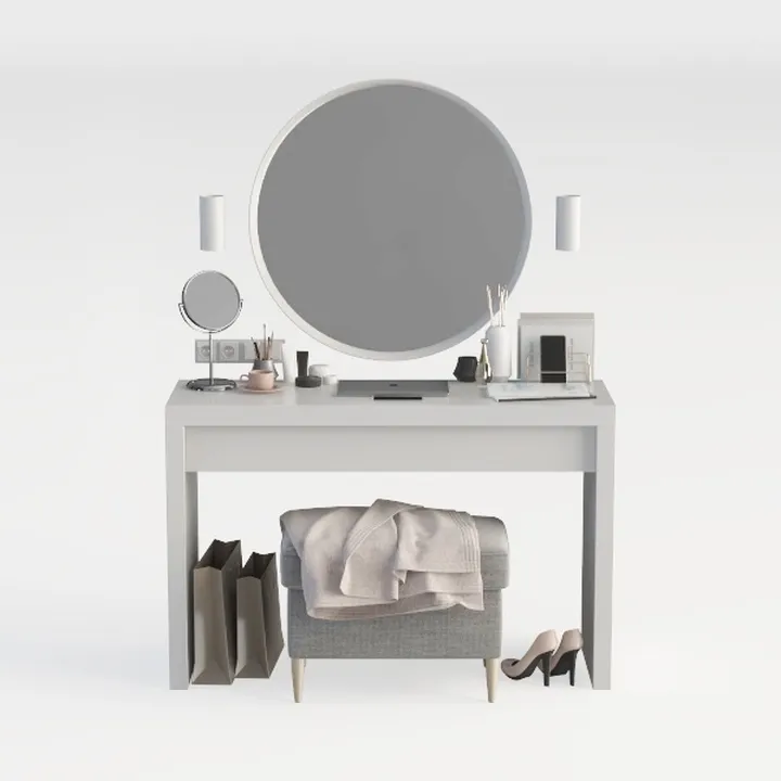 FUNKOCO White Small Desk with Drawers - 40 Inch Wh