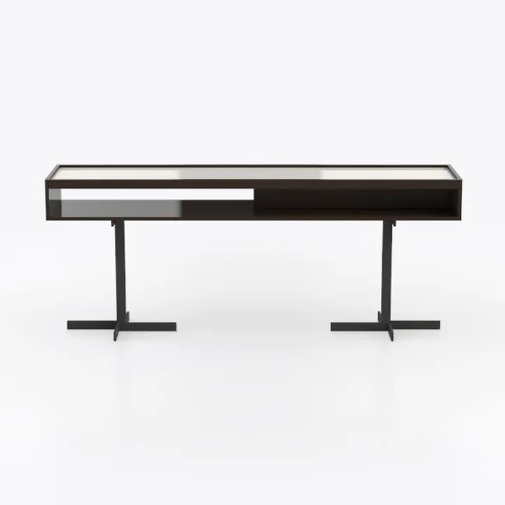 Modern Minimalist Glass Top Metal Frame Console Table 3D Model