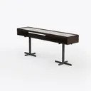 Modern Minimalist Glass Top Metal Frame Console Table 3D Model Left 45 Degree View