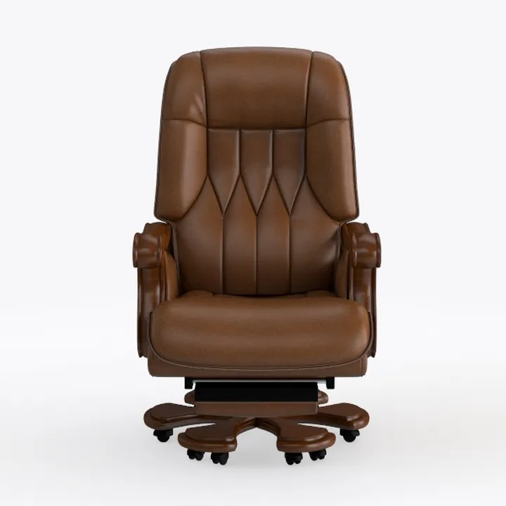 Vintage Brown Leather Executive Office Chair 3D Model