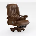 Vintage Brown Leather Executive Office Chair 3D Model Right 45 Degree View