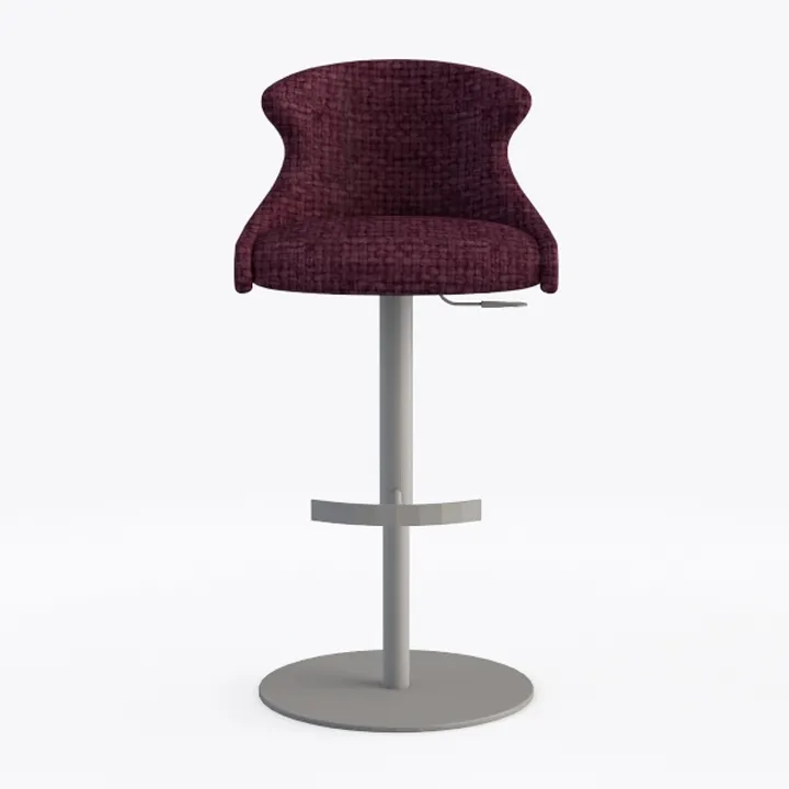 Adjustable Height Black Fabric Cushioned Bar Stool