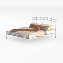 Metal Platform Full Bed Frame with Headboard Left 45 Degree View