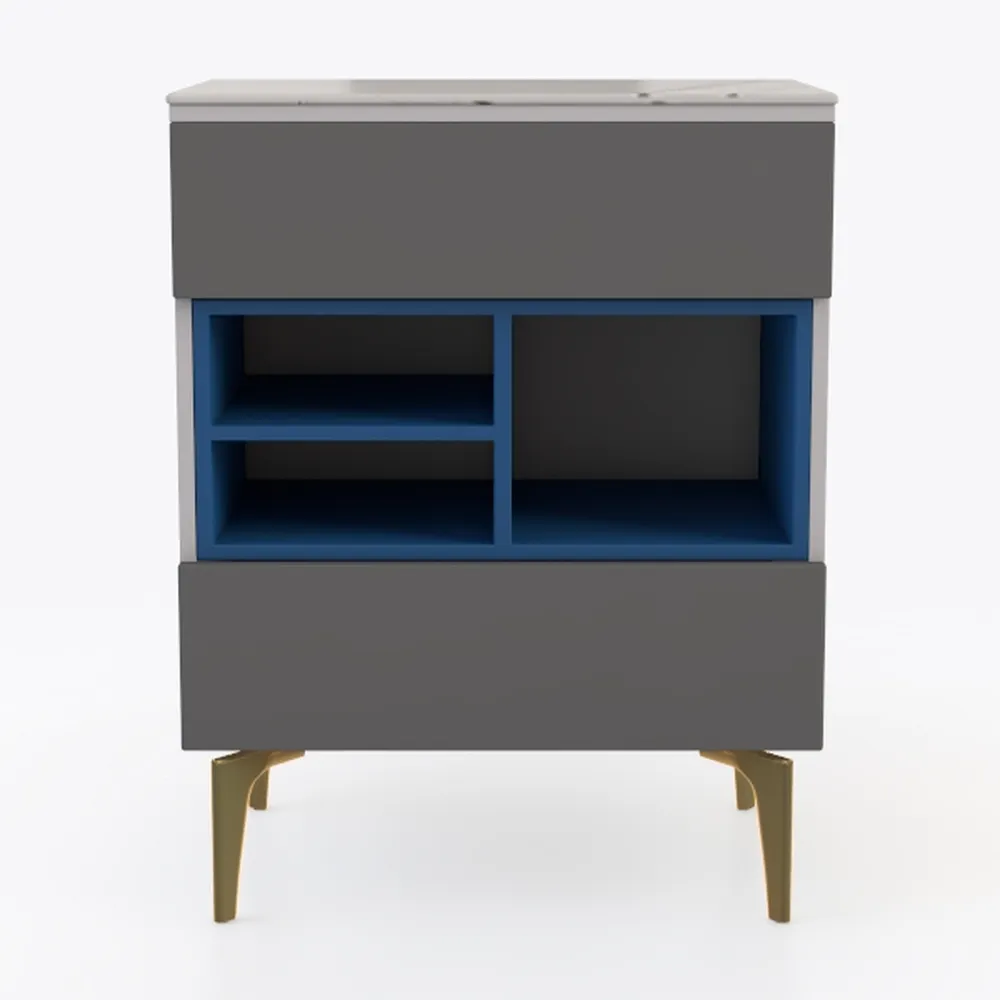 Modern Nightstand with Charging Station and LED