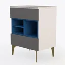Modern Nightstand with Charging Station and LED Left 45 Degree View