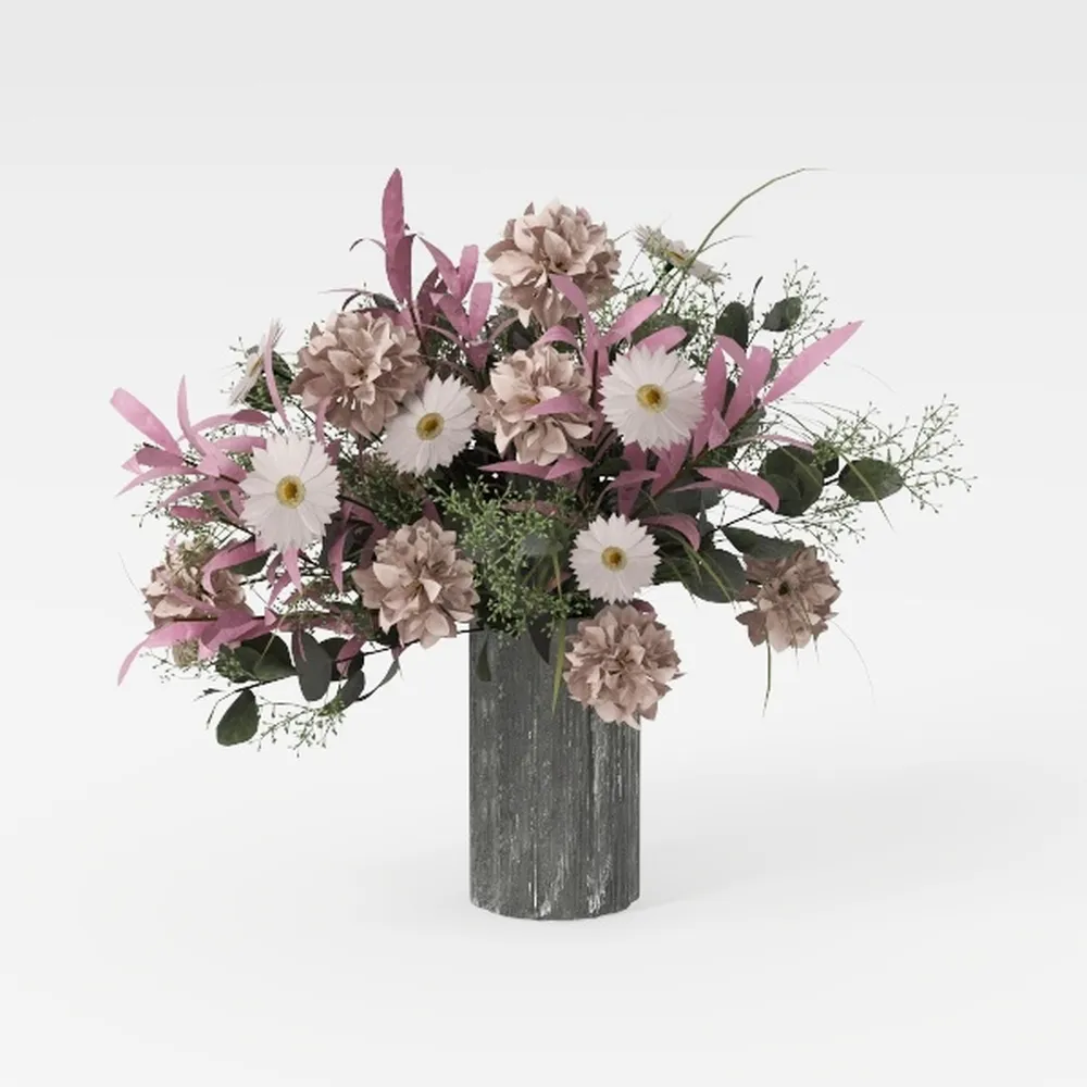 Sunflower Green and Beige Vase, Yellow Ceramic