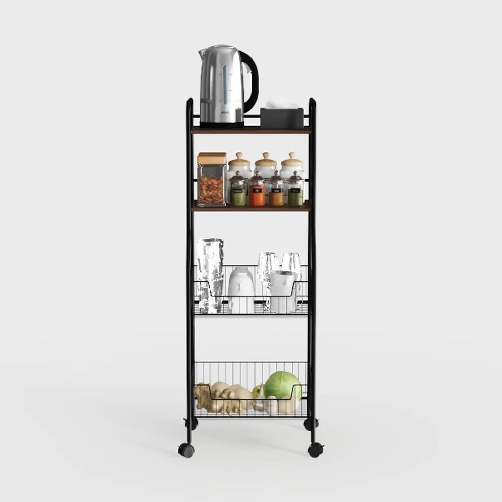 HITNET 5 Tier Narrow Bookshelf, Bamboo Bookcase