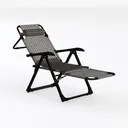 Modern Metal Fabric Folding Lounge Chair 3D Model Left 45 Degree View