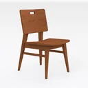 Mid-Century Solid Wood Dining Chair with Cutout Backrest 3D Model Right 45 Degree View