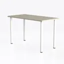 Minimalist Solid Wood Top Metal Legs Desk 3D Model Left 45 Degree View