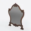 Vintage Carved Solid Wood Tabletop Vanity Mirror 3D Model Left 45 Degree View