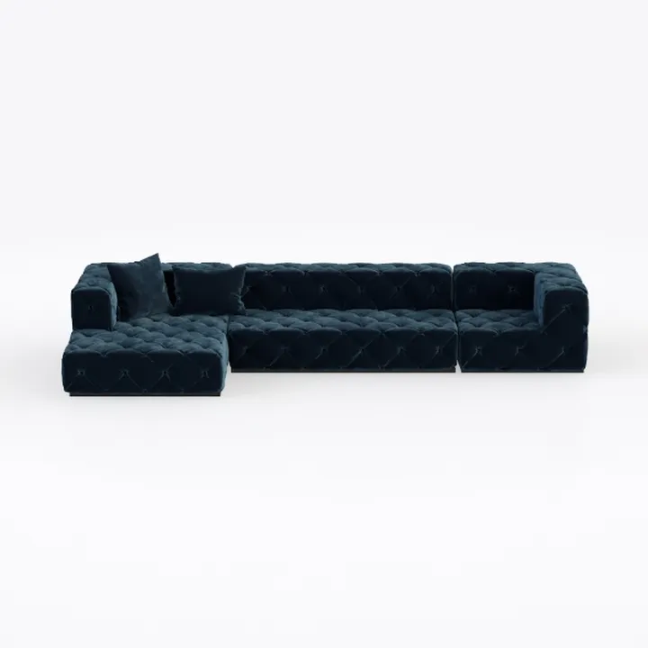 Modular Sectional Sofa with Movable Ottoman, 3