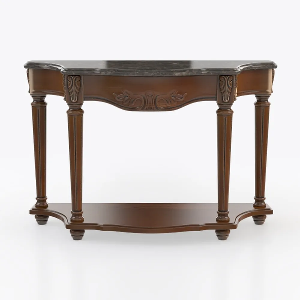Andrew 54 in. L Cherry Rectangle Marble Console Ta