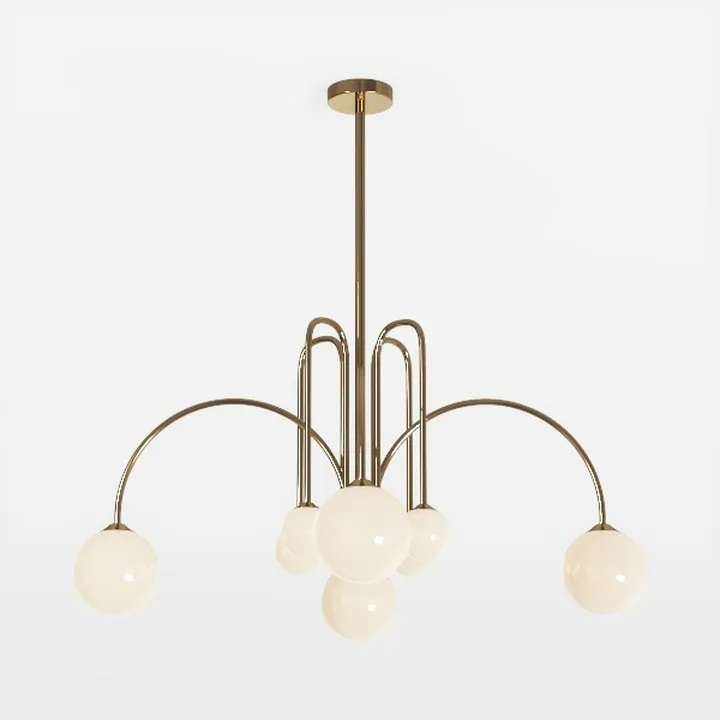 Modern Brass Glass Globe Chandelier 3D Model