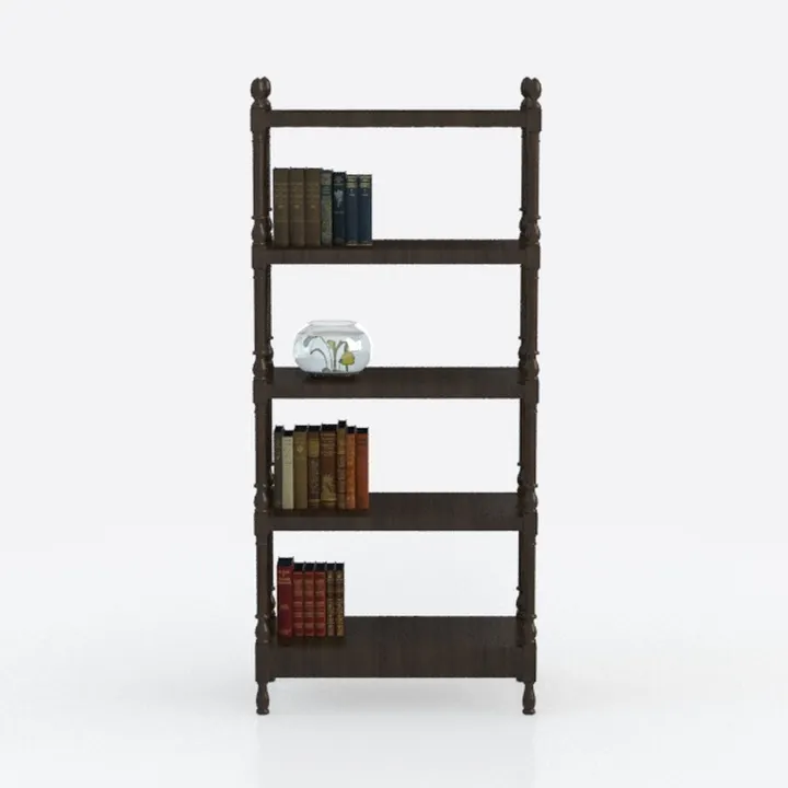 24" Bookshelf, 5-Tier Ladder Shelf, Industrial
