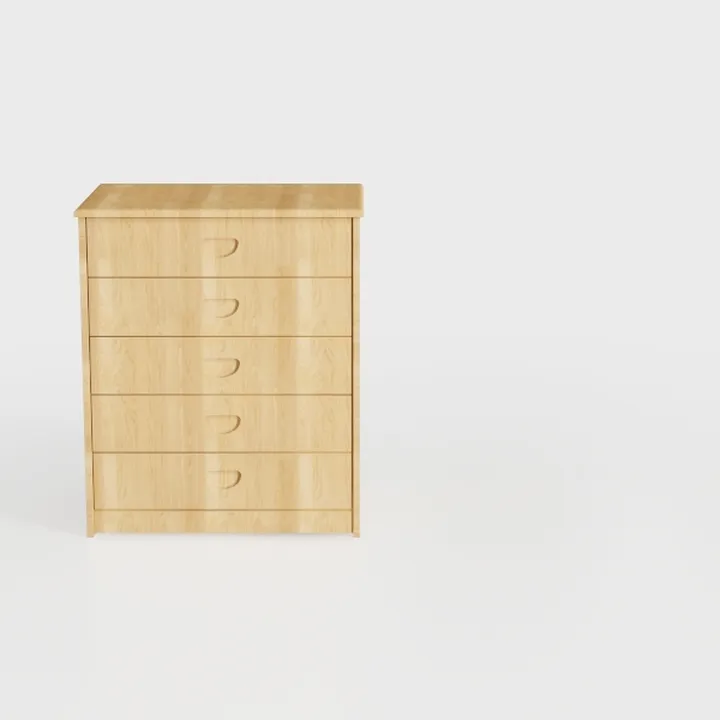 Fluted 5 Drawers Dresser for Bedroom, Wooden Tall 
