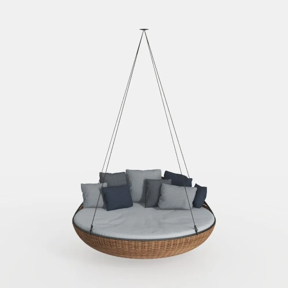 2-Person Egg Swing Chair Charcoal Wicker Outdoor P