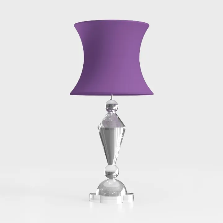 Contemporary Clear Crystal Purple Fabric Table Lamp 3D Model