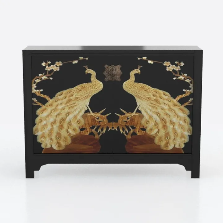 31.5 Inch Vintage Carved Buffet Cabinet - Black