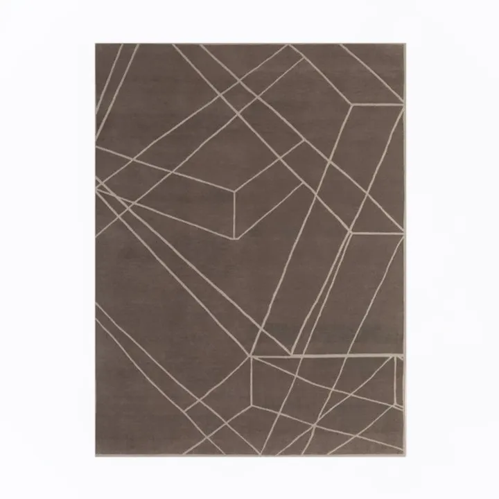 Minimalist Geometric Brown Wool Area Rug 3D Model