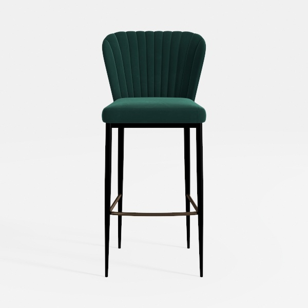 Velvet Bar Stools Set of 4 Green Living Room Bar