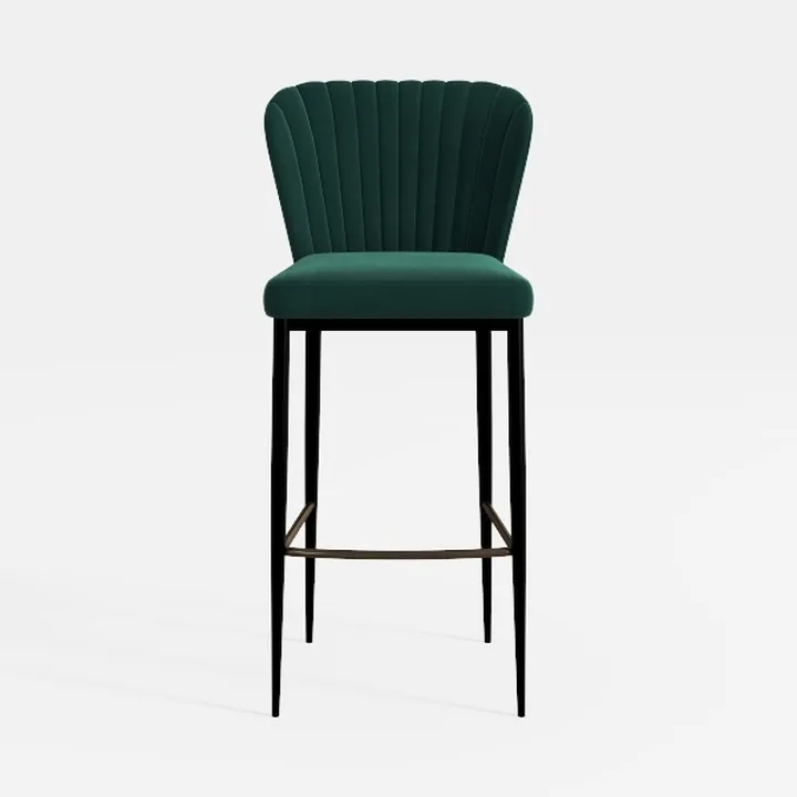 Velvet Bar Stools Set of 4 Green Living Room Bar