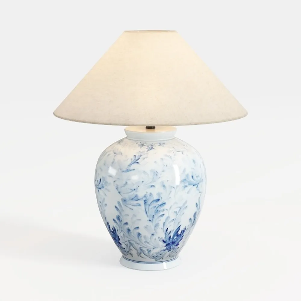 Blue and White Ceramic Table Lamp – Rechargeable
