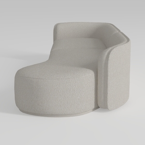 Minimalist Boucle Fabric Curved Chaise Lounge 3D Model