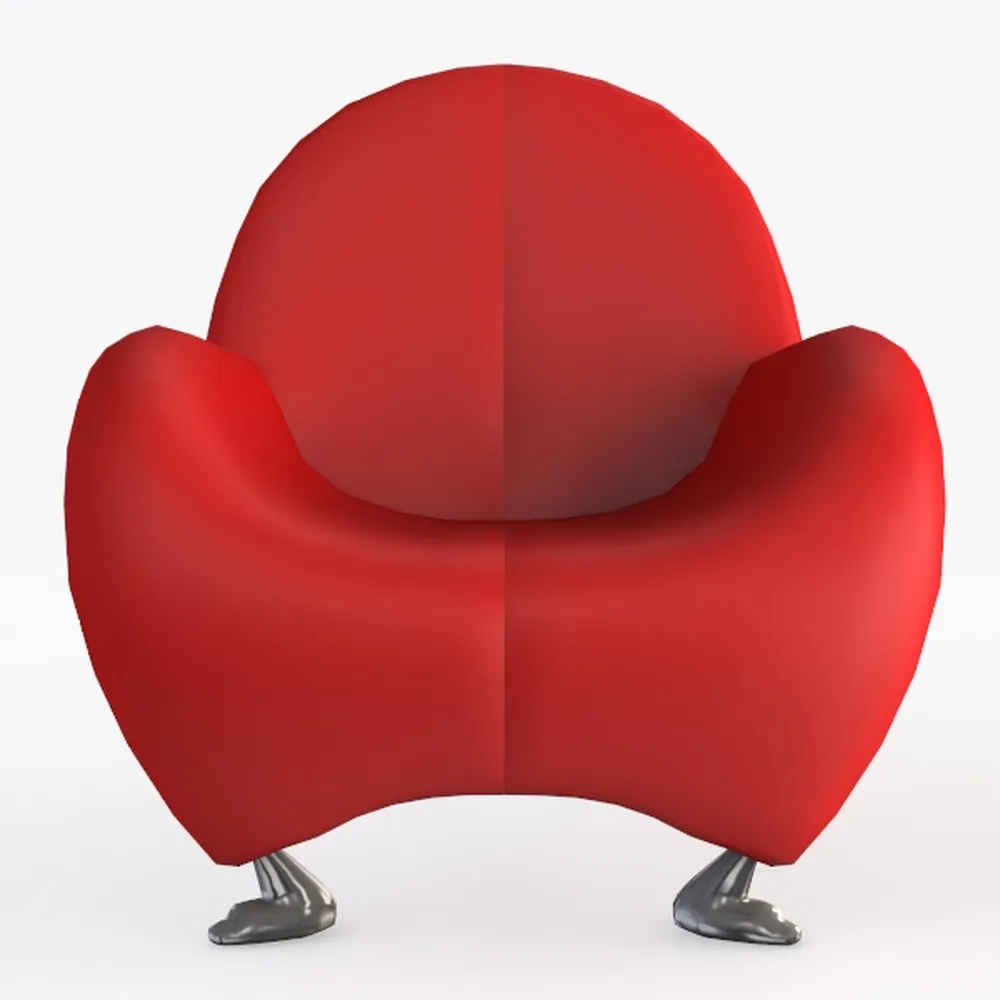 Curl Modern Red and Polished Chrome Wool Blend Uph